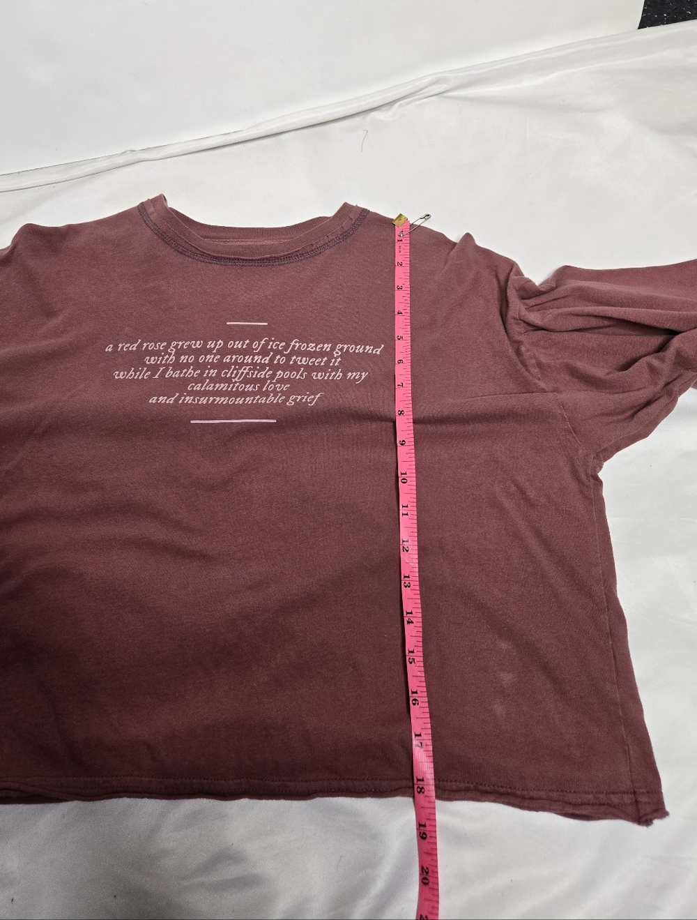 TAYLOR SWIFT maroon Auroras And Sad Prose puff‎ long sleeve cropped tee shirt M - Picture 9 of 10